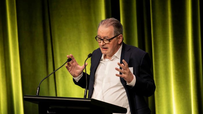 Michael Farrell presenting