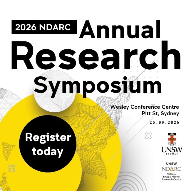 Graphic with details of the 2026 NDARC Annual Research Symposium